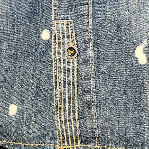 Square Zero Denim Distressed Vintage Style Button Down Shirt Large - Picture 9 of 9